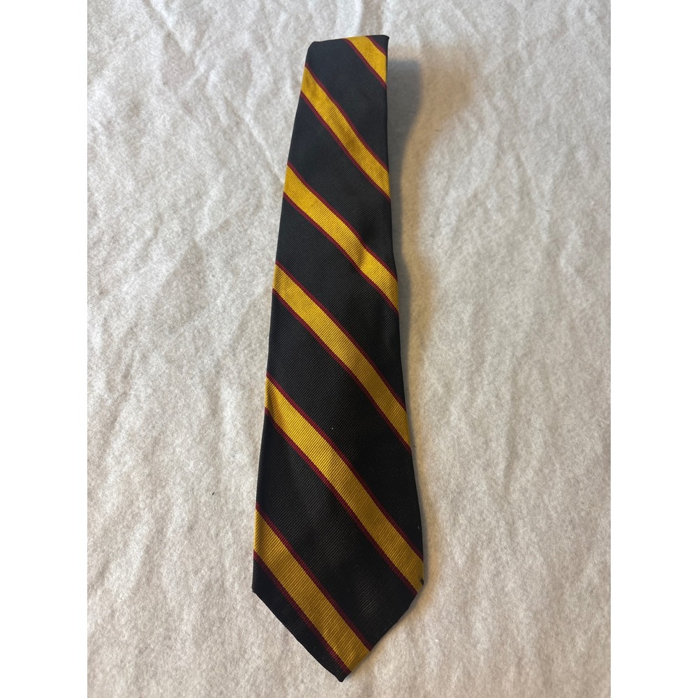Homer Reed Ltd Tie Mens OS Black Gold Red Striped Collegiate Rep Necktie